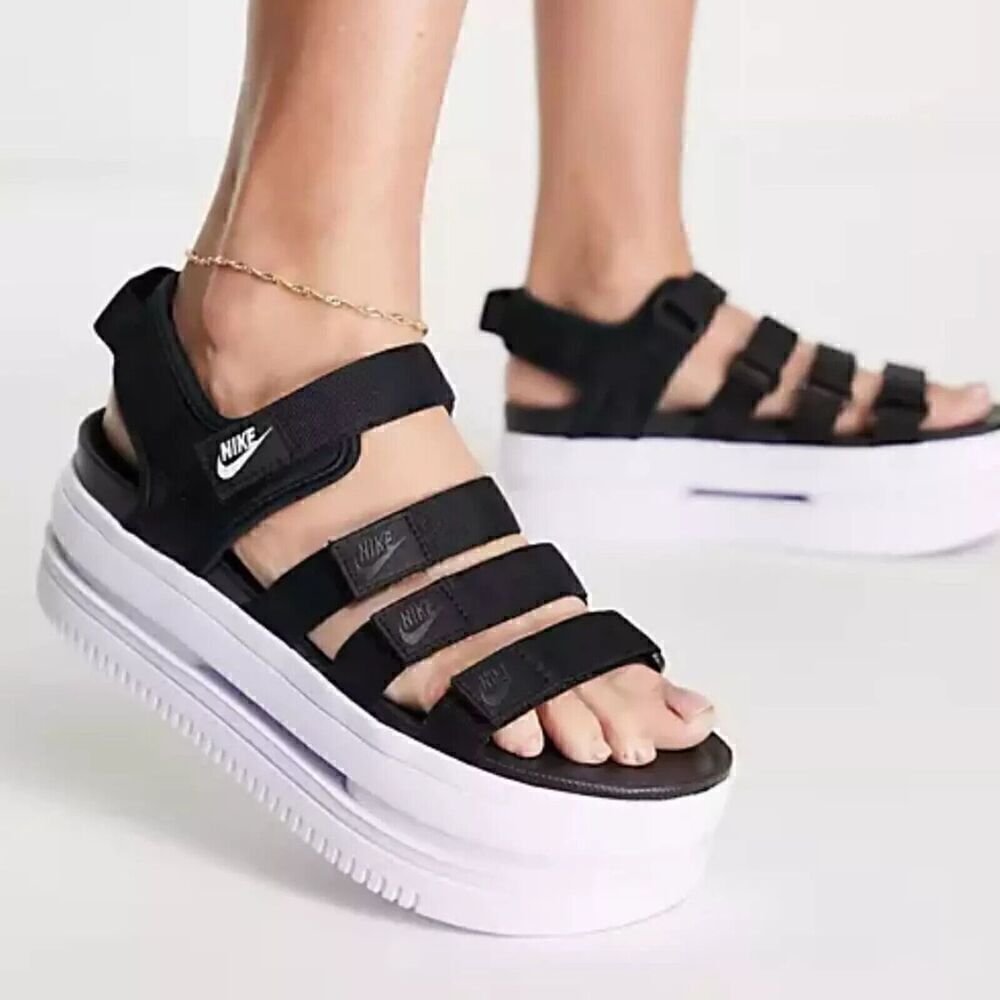 Nike Icon Classic Platform Women's Sandals in Black & White Size 11